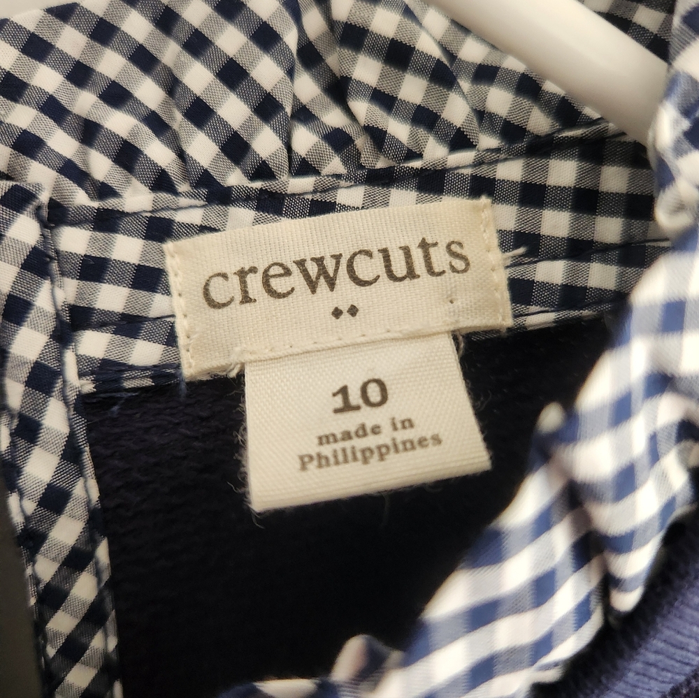 J. Crew Crewcuts Sweater Gingham Ruffle Plaid Collar 3/4 Sleeves Size 10 - Picture 2 of 6